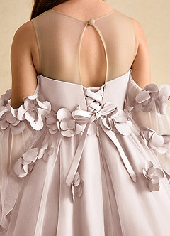 Azazie Karrie Flower Girl Dresses Rose Petal A-Line with Sleeves Tulle Dress image8