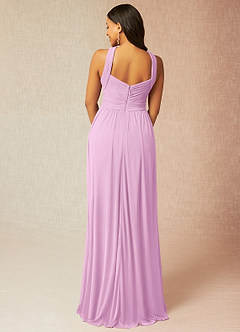 Azazie Hillian Bridesmaid Dresses Candy Pink A-Line Halter Pleated Mesh Dress image2