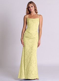 Azazie Sorrel Bridesmaid Dresses Lemon Sorbet Mermaid Corset Floral Burnout Convertible Dress image6