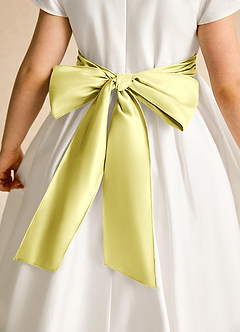 Azazie Deary Flower Girl Dresses Ivory Lemon Sorbet A-Line Bow Cotton Dress image8