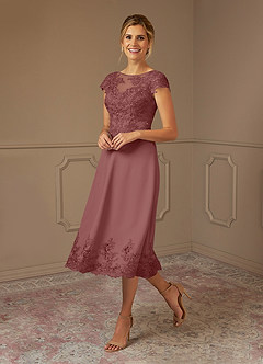 Azazie Terrano Mother of the Bride Dresses Desert Rose A-Line Scoop Lace Dress image2