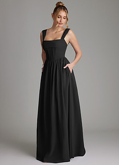 Azazie Caterina Bridesmaid Dresses Black A-Line Corset Chiffon Dress image5