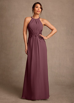 Azazie Georgie Mother of the Bride Dresses Sangria A-Line Lace Chiffon Dress image1