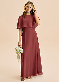 Azazie Maris Junior A-Linie Chiffon Kleid Terrakotta image1