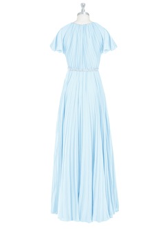 Azazie Kara Modest Bridesmaid Dresses A-Line Pleated Chiffon Floor-Length Dress image8