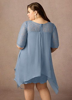 Azazie Flo Kleider für die Brautmutter A-Linie Spitze Chiffon Kleid Staubblau image13