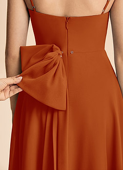 Azazie Bear Junior Paprika A-Line Pleated Chiffon Dress image6