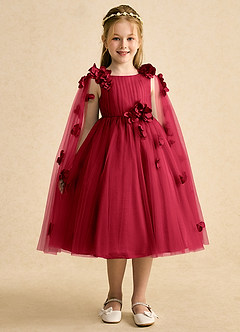 Azazie Staria vestidos de niña de las flores Vestido de Escarlata de Tul de Princesa con Volante image6