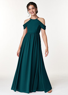 Azazie Seneca Junior A-Linie Schulterfrei Chiffon Kleid Kiefer image3