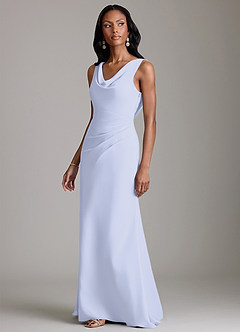 Azazie Linelle Robes de demoiselle d'honneur Robe Sirène en Mousseline de soie Plissée Lavande image6