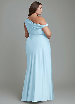 Azazie Emerson Brudtärnklänningar Klänning av Sjöjungfru i Stretch Satin Off the shoulder Himmelsblå image9