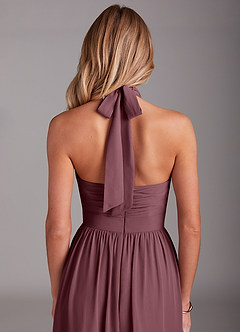 Azazie Avary Bridesmaid Dresses Sangria A-Line Pleated Chiffon Dress image7