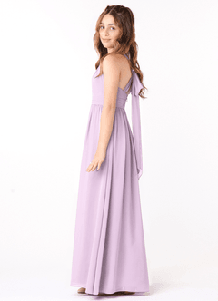 Azazie Jaylah Junior Frosted Lilac A-Line Ruched Chiffon Dress image3
