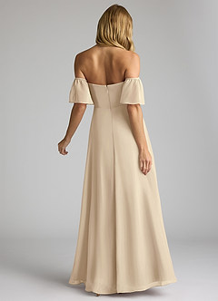 Azazie Sue Bridesmaid Dresses Champagne A-Line Off the Shoulder Chiffon Convertible Dress image4