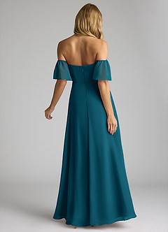 Azazie Sue Bridesmaid Dresses Ink Blue A-Line Off the Shoulder Chiffon Convertible Dress image3