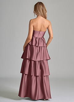 Azazie Faye Bridesmaid Dresses Vintage Mauve A-Line Ruched Stretch Satin Dress image7