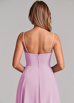 Azazie Elle Jurken voor bruidsmeisjes Jurk van Chiffon met A-Lijn Geplooid Snoep Roze image2