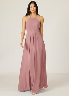 Azazie Sarah Abiti da Damigella Abito Impero in Chiffon Plissettato Rosa Polverosa image1