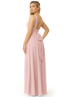 Azazie Kora Bridesmaid Dresses Powder Pink A-Line Pleated Chiffon Dress image3