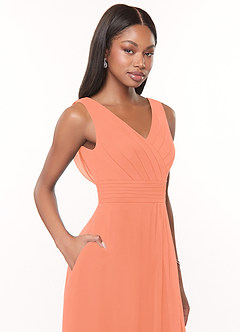 Azazie Karina Bridesmaid Dresses Sunset A-Line Pleated Chiffon Dress image5