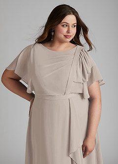 Azazie Aaliyah vestidos de dama de honor modestos Vestido de Corte En A Plisado Scoop Hasta el suelo Gasa image11