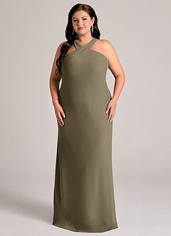 Azazie Doretta Bridesmaid Dresses Willow Green Mermaid Pleated Chiffon Dress image6