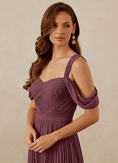 Christian Siriano Bridal for Azazie 1013 Bridesmaid Dresses Sangria A-Line Off the Shoulder Chiffon Dress image2