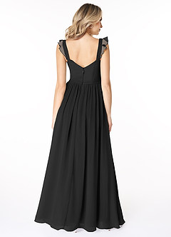 Azazie Stassie Bridesmaid Dresses Black A-Line Sweetheart Ruched Chiffon Dress image2