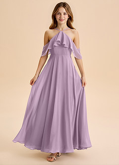 Azazie Tessabelle Junior Vestido de Glicinia de Gasa de Corte en A con Vestidos sin tirantes image5