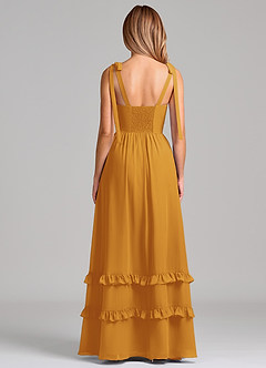 Azazie Anastacia Bridesmaid Dresses Butterscotch A-Line Sweetheart Neckline Chiffon Dress image2