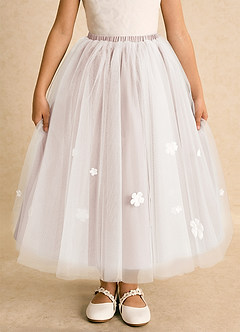 Azazie Teacup Blumenmädchenkleider Ballkleid Spitze Tüll Kleid Elfenbein Blassrosa image12