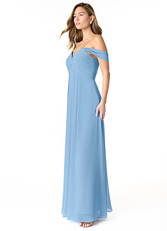 Azazie Kaitlynn Final Sale Matcha Empire Ruched Chiffon Convertible Dress image3
