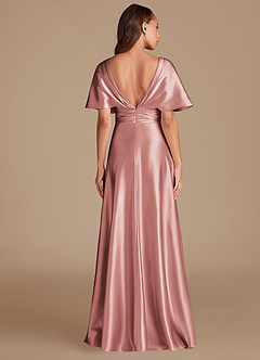 Azazie Pamela Bridesmaid Dresses Dusty Rose A-Line Pleated Metallic Satin Dress image2