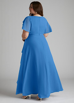 Azazie Aaliyah Modest Bridesmaid Dresses A-Line Scoop Pleated Chiffon Floor-Length Dress image9