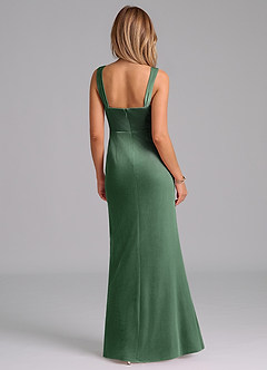 Azazie Denice Bridesmaid Dresses Eucalyptus Sheath Pleated Velvet Dress image5