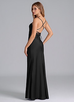 Azazie Seema Brudtärnklänningar Klä av Sjöjungfru i Stretch Satin Korsett Svart image6