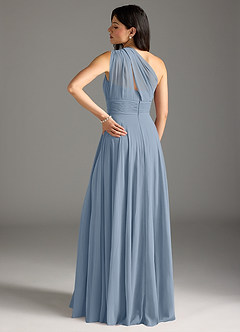 Azazie Charlize Bridesmaid Dresses Dusty Blue A-Line One Shoulder Chiffon Dress image2