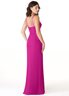 Azazie Leo Bridesmaid Dresses Fuchsia Mermaid V-Neck Pleated Chiffon Dress image4