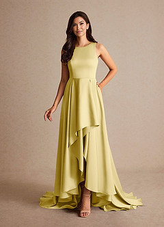 Azazie Niles Mère de la mariée Robes Robe Trapèze en Satin extensible Traînes Sorbet Citron image8