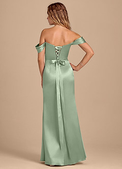 Azazie Shea Final Sale Matcha Mermaid Off the Shoulder Metallic Satin Convertible Dress image4