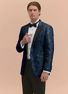 front Joseph Dunkelmarine Formelles Jacquard-Smokingjackett mit spitzem Revers