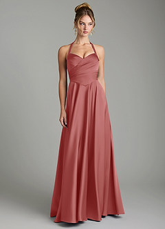 Azazie Tenaya Bridesmaid Dresses Antique Rose A-Line Sweetheart Neckline Stretch Satin Dress image4