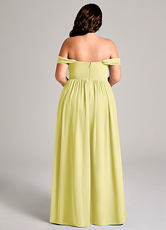Azazie Calianna Jurken voor bruidsmeisjes Converteerbaar Jurk van Chiffon met A-Lijn Off the Shoulder Citroensorbet image15