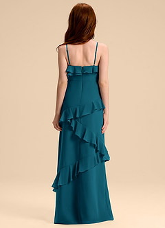 Azazie Evara Junior Abito A-Line in Chiffon Blu Inchiostro image2