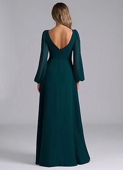 Azazie Omari Bridesmaid Dresses Pine A-Line Long Sleeve Chiffon Dress image6