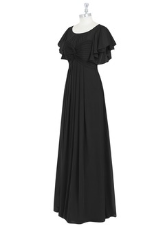 Azazie Lily At-home Try On Dresses Empire Pleated Chiffon Floor-Length Dress image9