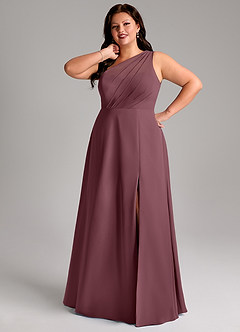 Azazie Phaedra Bridesmaid Dresses Sangria A-Line One Shoulder Chiffon Dress image13