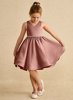 Azazie Julietta Robe Demoiselle D'honneur Fillette Robe Princesse en Tulle Convertible Rose De Cèdre image4