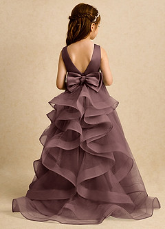 Azazie Lior Flower Girl Dresses Espresso Ball-Gown Pleated Tulle Dress image1