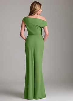 Azazie Emerson Bridesmaid Dresses Basil Sheath Off the Shoulder Chiffon Dress image4